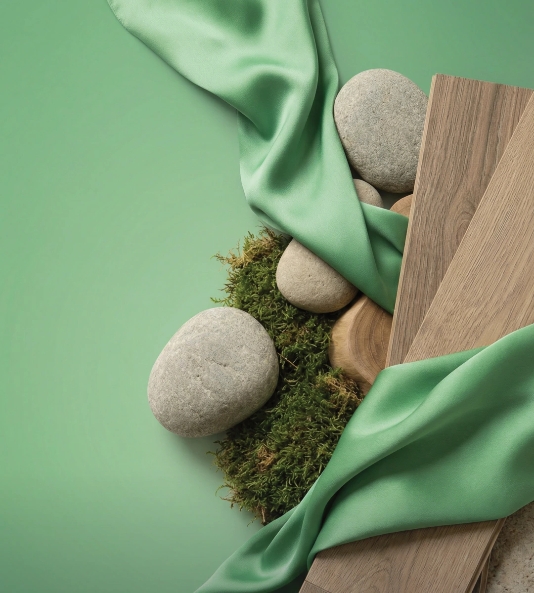 Камни, мох и ткань — иллюстрация коллекции LIME
